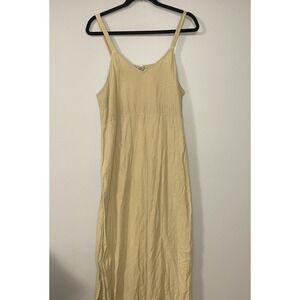 Vintage Kiko Cotton Lagenlook Boho Yellow Maxi Dress Size L